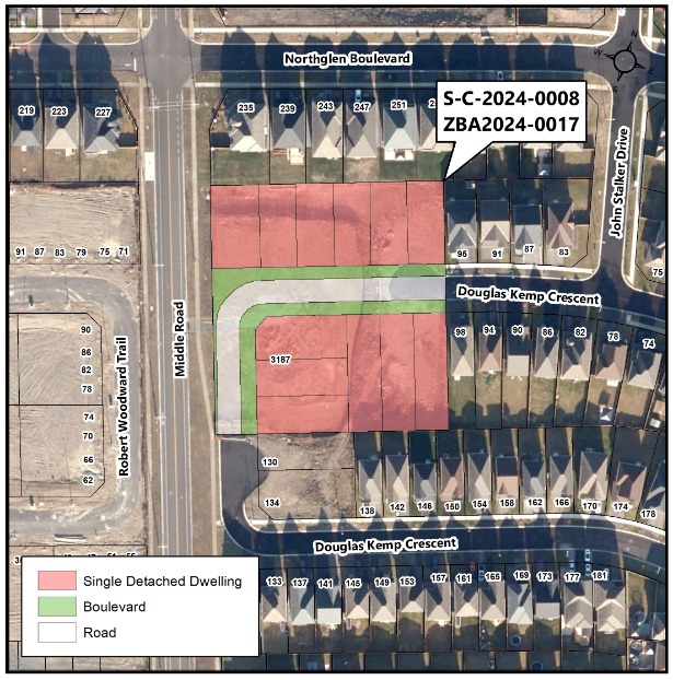 Map showing the proposed development area.