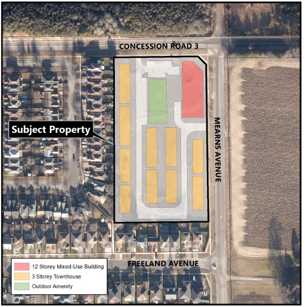 Map showing proposed development area