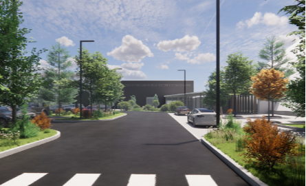 A rendering of the front of the South Bowmanville Recreation Centre.