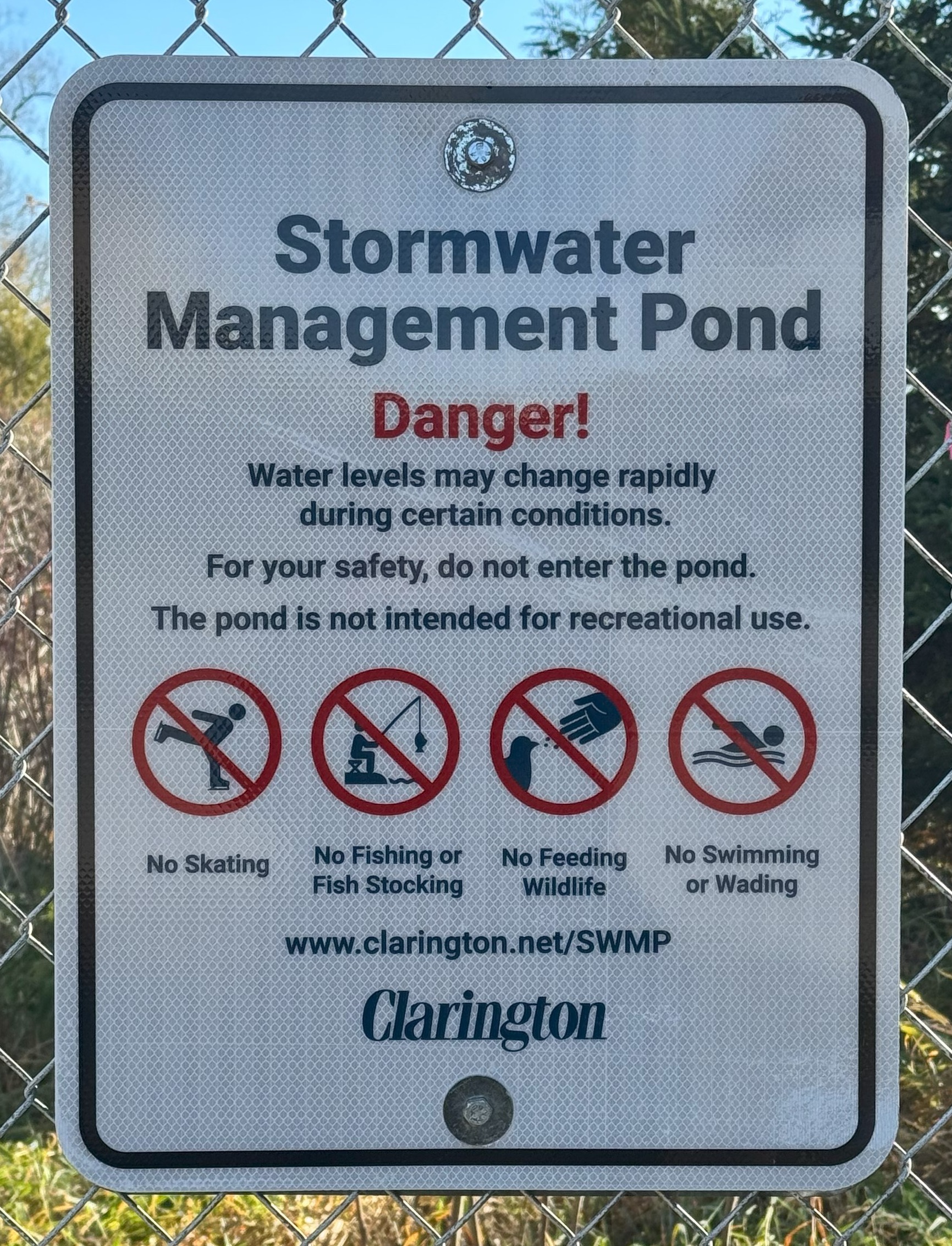 Photo of Stormwater Management Pond Sign