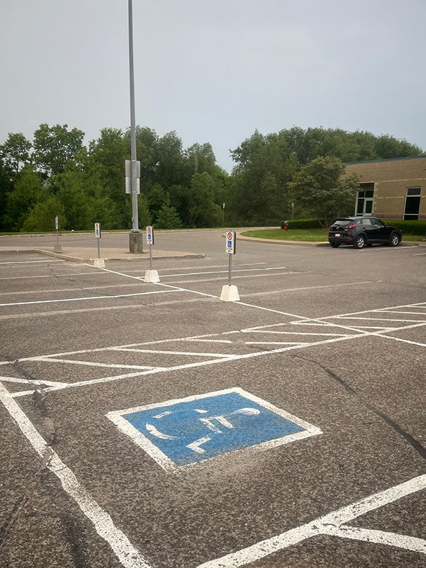 New temporary accessible parking spots join existing accessible parking on the south side of the Courtice Community Complex parking lot. 