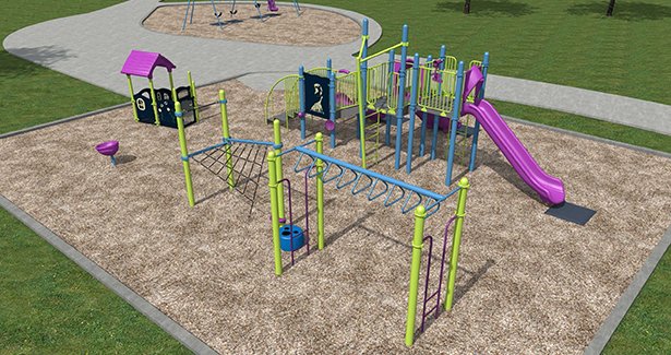 Concept drawing of Elephant Hill Park playground equipment.