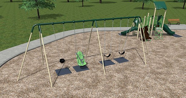 Concept drawing of Rhonda Park playground equipment. 