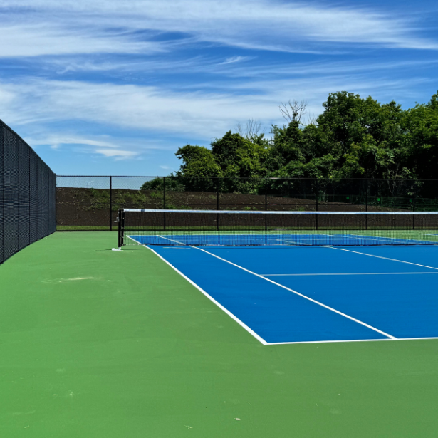 Newly painted tennis court.