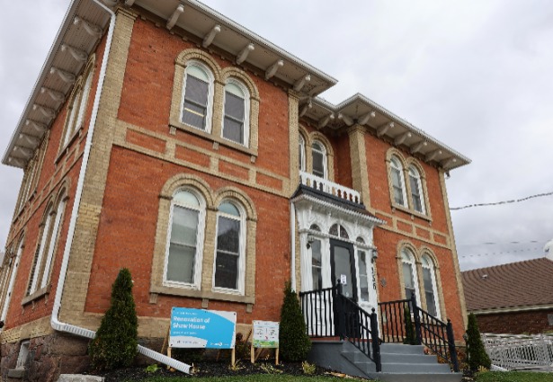 The exterior of the newly renovated historic Shaw House