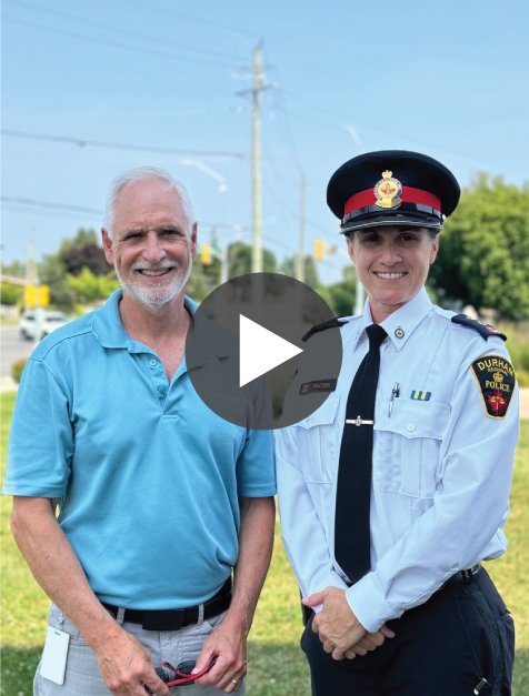 Clarington Mayor Adrian Foster and Durham Regional Police Service Inspector Stefanie Finateri