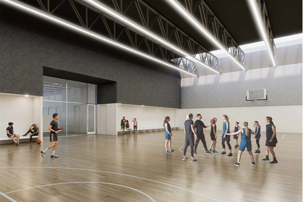 New indoor, fully accessible gym with two FIBA regulation basketball courts