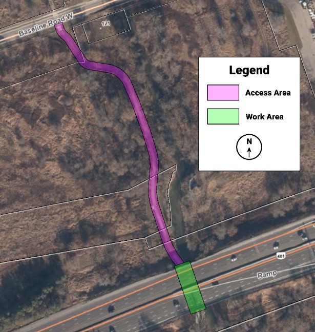 Map showing trail construction area