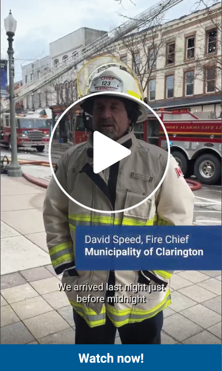 Video thumbnail of Chief Dave Speed speaking to reporters in Downtown Bowamanville