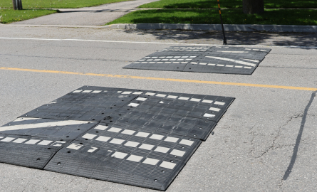 Raised pavement on a roadway.